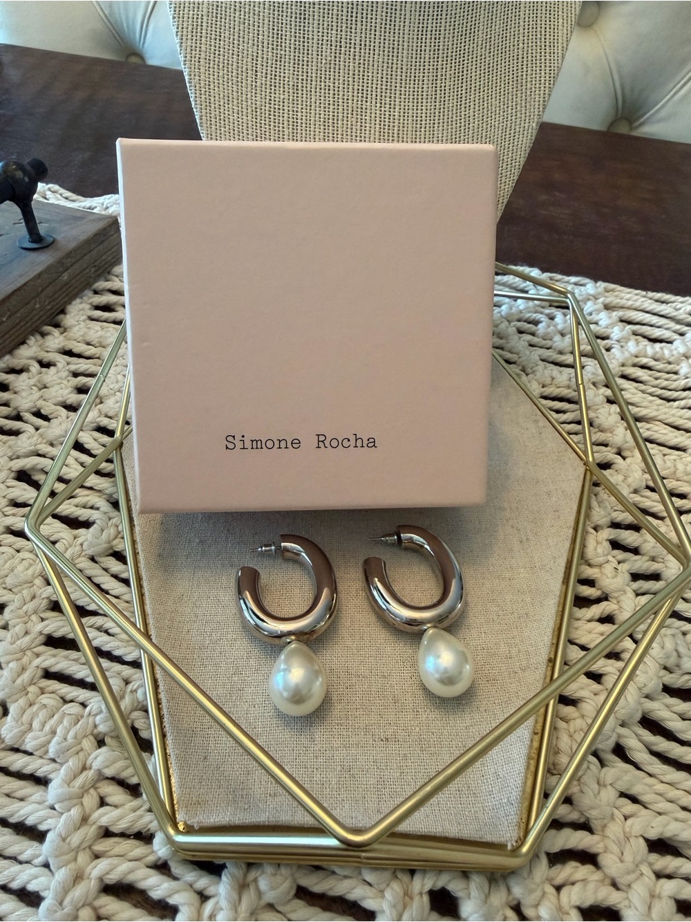 Simone Rocha Large Imitation Pearl Egg Hoop Earrings - New in Box with Tags